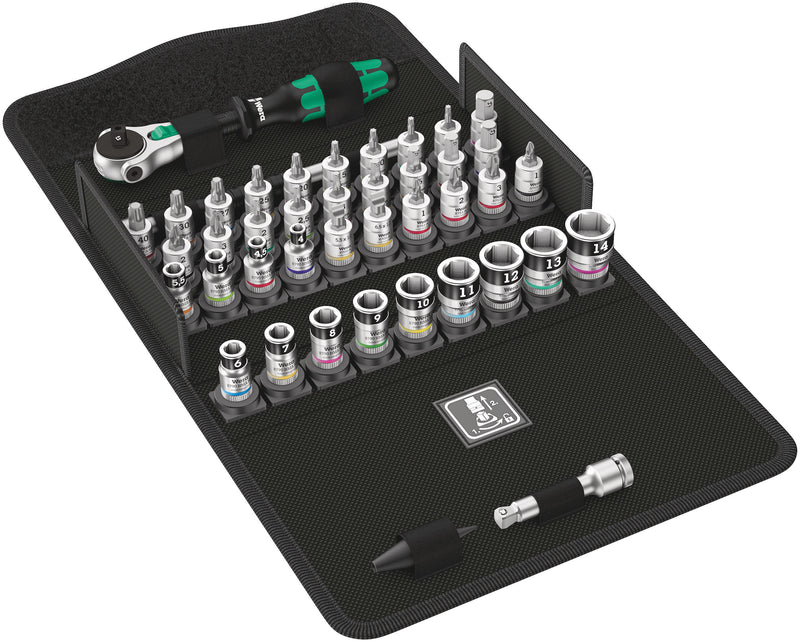 Wera 8100SA All-In Zyklop Speed Metric Ratchet HF-Socket & BitSocket Set + Tool Pouch 42pc