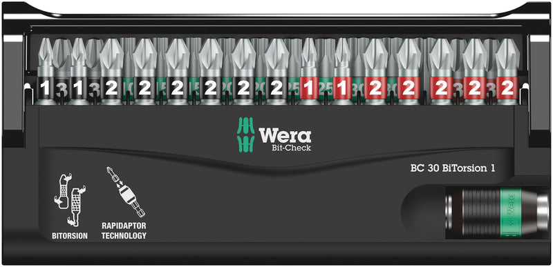 Wera Bit-Check "BiTorsion-1" Screwdriver Bit Set (Various Sizes)