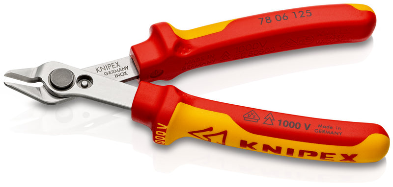 78 06 125 | VDE Electronics Super Knips® | Multi-Component Handle | Polished Head / INOX Steel - 125mm