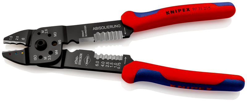 97 21 215 | Crimping Pliers for Insulated Terminals & Cable Connectors | Multi-Component Handle - 230mm