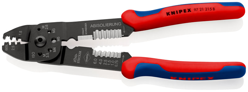 97 21 215 B | Crimping Pliers for Non-Insulated Plug Connectors | Multi-Component Handle - 230mm