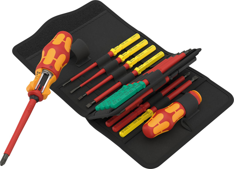 Wera 05006618001 | Kraftform VDE with Ratchet | Interchangeable Double-Handle "Tool Finder" Screwdriver Set 17pc