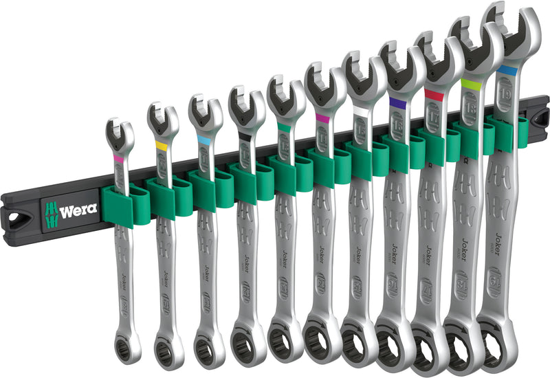 Wera | 9630 Joker | 6000 Ratchet Combination Spanner Set w/ Magnetic Rail 11pc