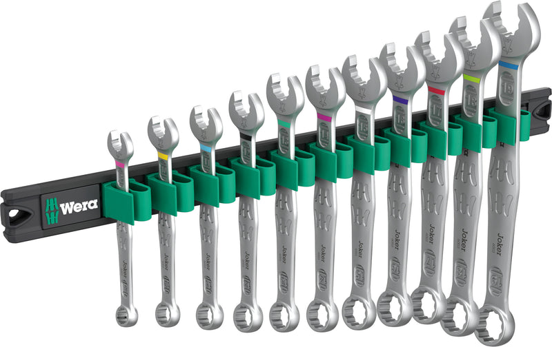 Wera | 9640 Joker | 6003 Ring Spanner Set w/ Magnetic Rail 11pc