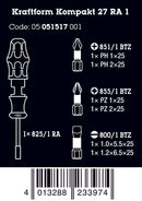 Wera | 05051517001 | KK 27 RA 1 | Ratchet Screwdriver Bit Set | 6pc