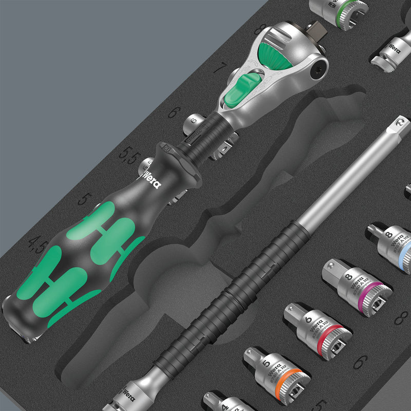 Wera | 05150110001 | 9720 Foam Insert | 8000C Zyklop 1/4" Metric Ratchet Socket Set 37pc