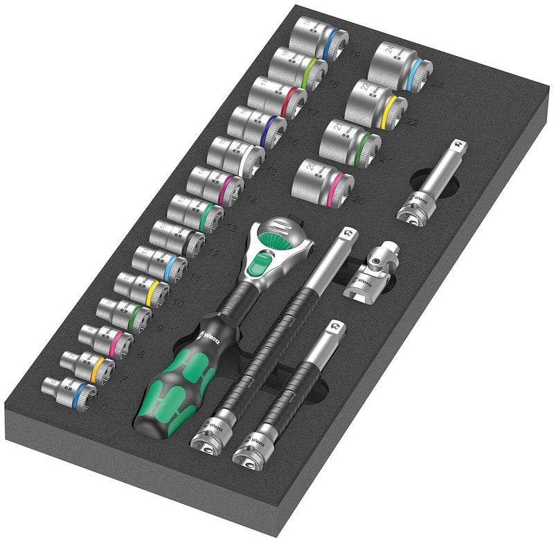 Wera | 05150111001 | 9723 Foam Insert | 8000B Zyklop 3/8in Metric Ratchet Socket Set 22pc