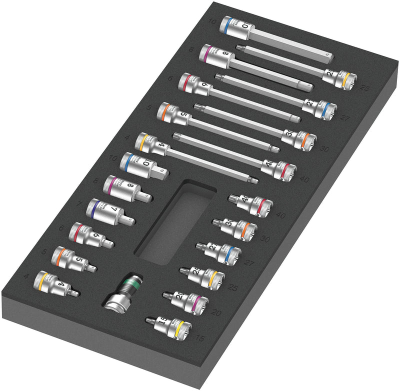 Wera | 05150113001 | 9723 Foam Insert | Zyklop 3/8in Socket Bit Set 22pc