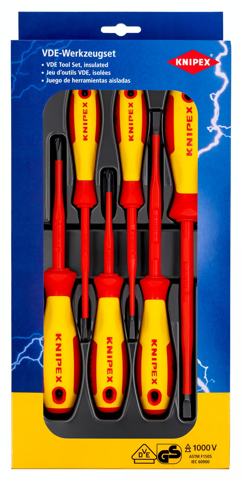 Knipex | 00 20 12 V02 | VDE Screwdriver Set Slotted + Phillips | 6pc