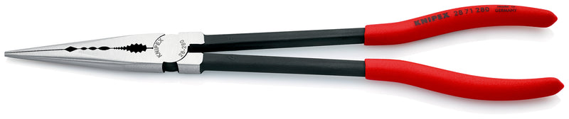 28 71 280 SB | Long Reach Straight Needle-Nose Pliers | Coated Handle | Black Atramentized - 280mm