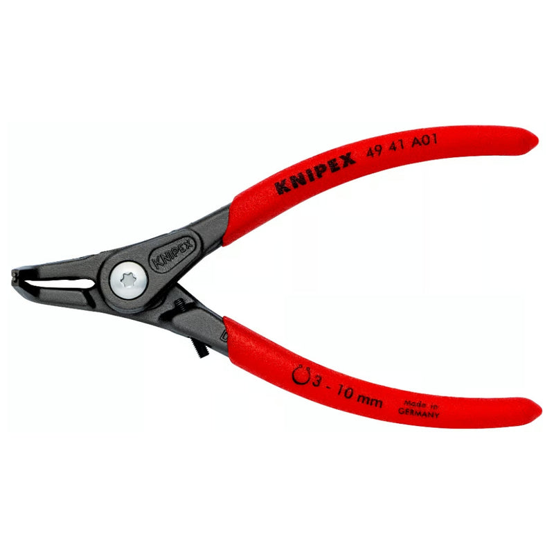 Knipex | 49 41 A01 | Precision External Circlip Pliers for External Shafts | Non-Slip Plastic coated Handle | Grey Atramentized - 3–10 mm