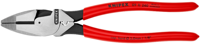 09 11 240 | "American" Linesman's Pliers | Plastic Coated Handle | Black Atramentized - 240mm