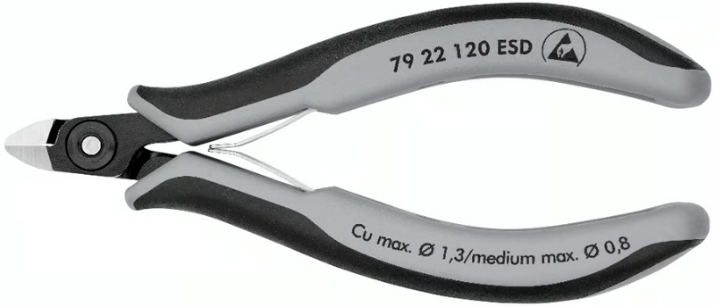 Knipex 79 22 120 ESD | ESD Precision Electronics Side Cutter | Multi- Component Handles - 120mm