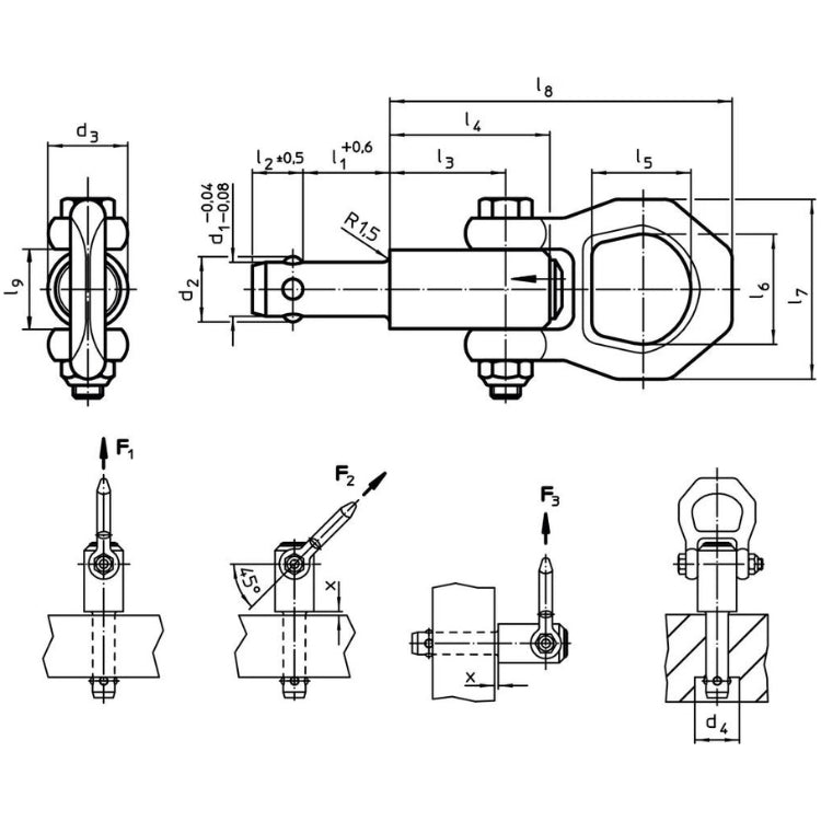 Halder | 22350 | Self-Locking Lifting Pins - (Various Sizes)