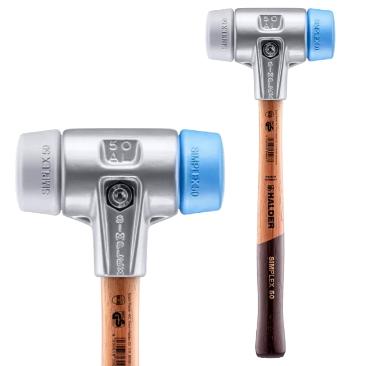 Halder | SIMPLEX Soft-Face Mallet | Aluminium Housing + Wooden Handle - (Various Sizes)