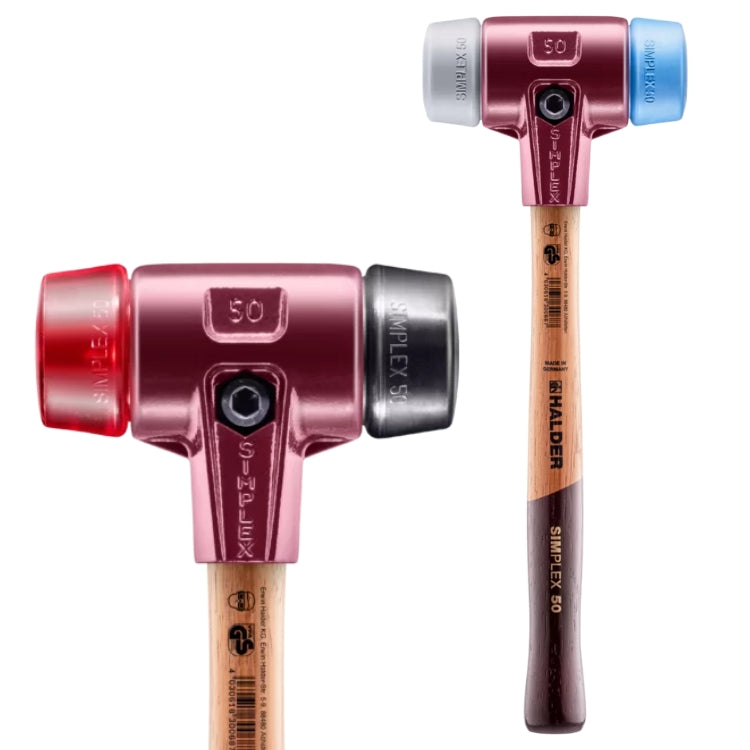 Halder | SIMPLEX Soft-Face Mallet | Cast Steel Housing + Wooden Handle - (Various Inserts + Sizes)