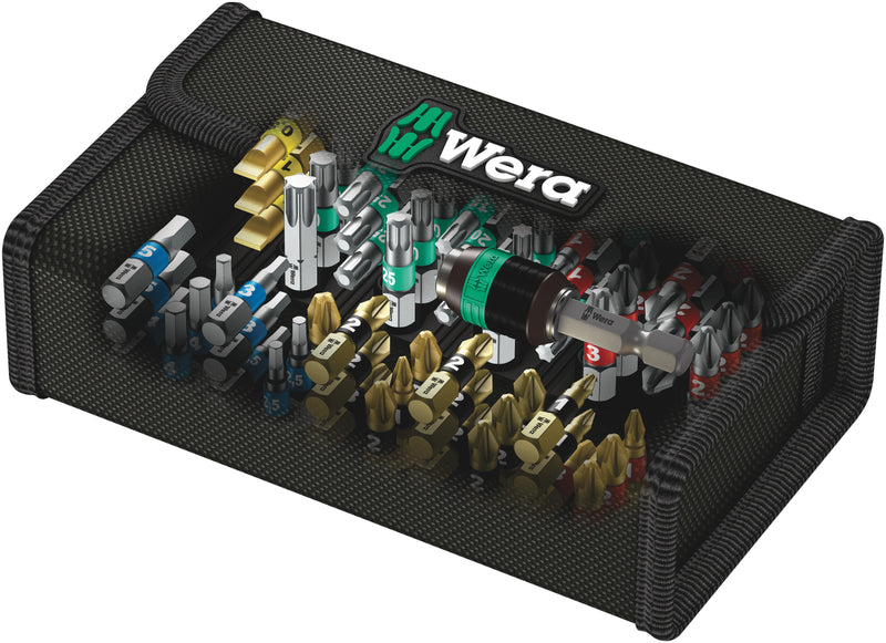 Wera Bit-Safe "BiTorsion-1" Screwdriver Bit Set + Tool Pouch 61pc