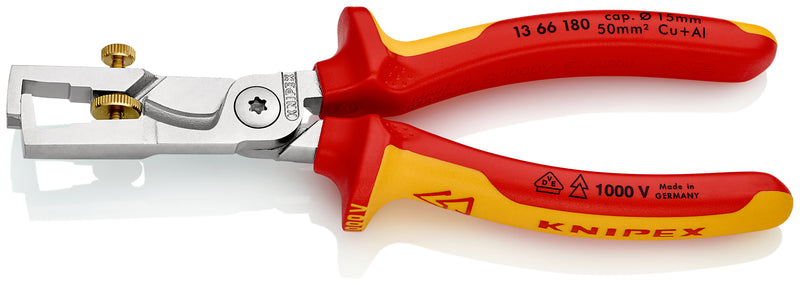 13 66 180 | VDE StriX® Insulation Stripper / Cable Shears | Multi-Component Handle | Chrome Plated - 180mm
