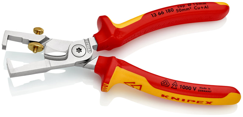 13 66 180 | VDE StriX® Insulation Stripper / Cable Shears | Multi-Component Handle | Chrome Plated - 180mm
