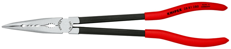 28 81 280 | Long Reach Bent Needle-Nose Pliers | Coated Handle | Black Atramentized - 280mm