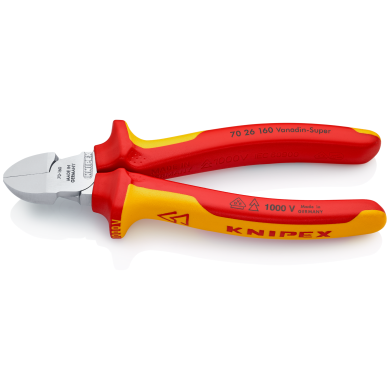70 26 160 | VDE Diagonal Cutter (Small Bevel) | Multi-Component Handle | Chrome Plated - 160mm