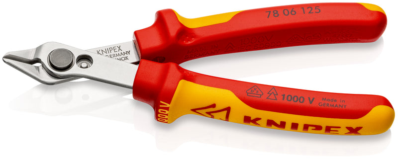 78 06 125 | VDE Electronics Super Knips® | Multi-Component Handle | Polished Head / INOX Steel - 125mm
