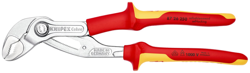 87 26 250 | VDE Cobra® Water Pump Pliers | Multi-Component Handle | Chrome Plated - 250mm