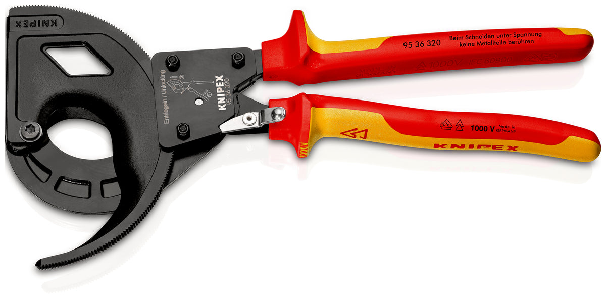 95 36 320 | VDE 3-Stage Ratchet Cable Cutter | Multi-Component Handle