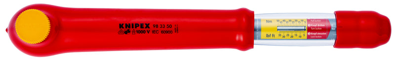 KNIPEX 98 33 50 Torque Wrench with driving square, reversible 385 mm (self-service card/blister)