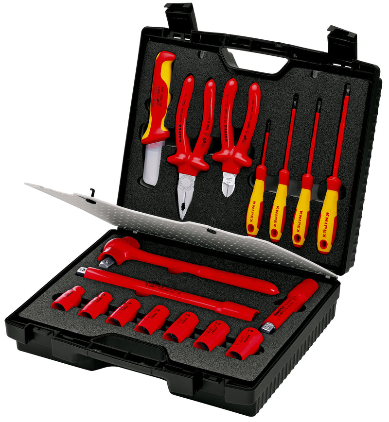 KNIPEX 98 99 11 Compact Tool Case 17 parts with insulated tools for works on electrical installations