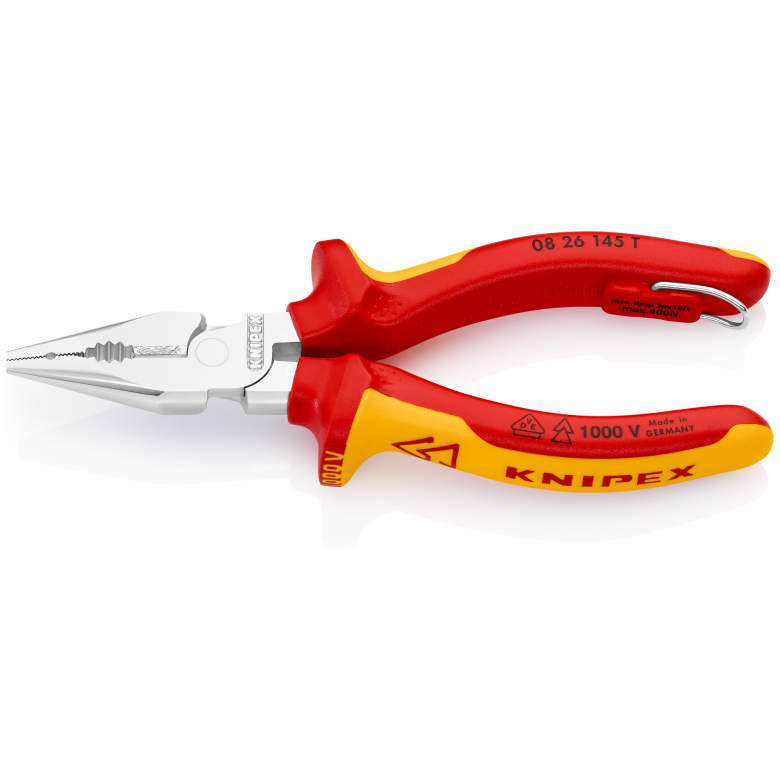 08 26 Series | VDE Needle-Nose Combination Pliers | Multi-Component Handle | Chrome Plated - 145mm