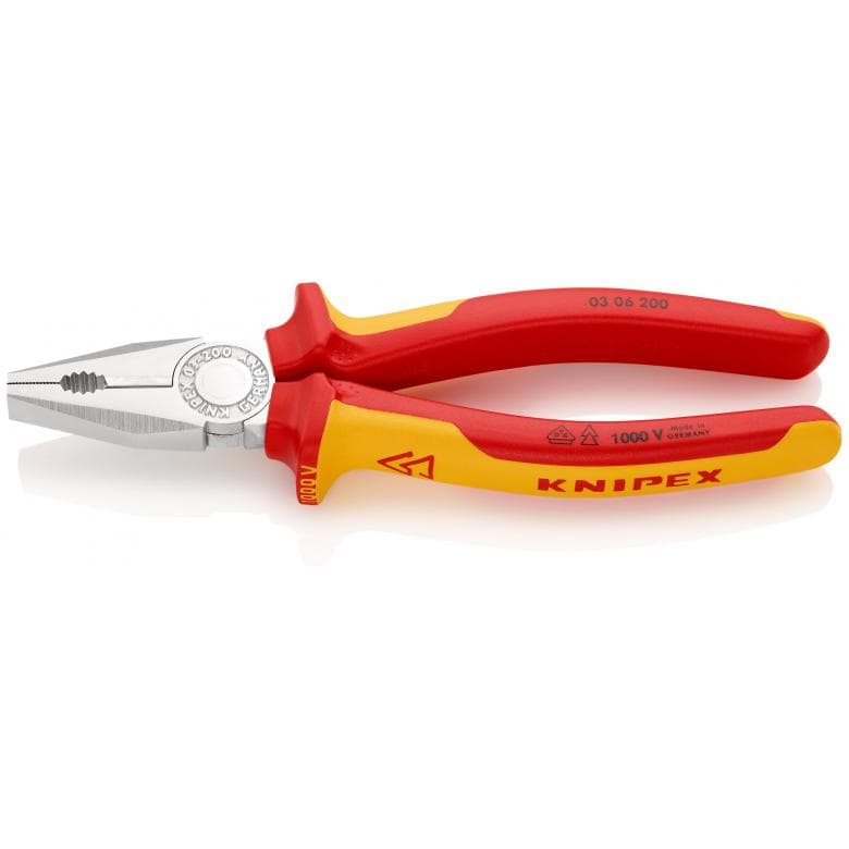 03 06 Series | VDE Combination Pliers | Multi-Component Handle | Chrome Plated - (Various Sizes)